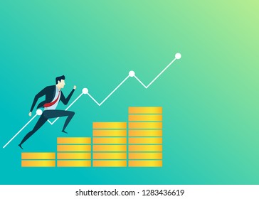 business people illustration of businessman jump money finance concept