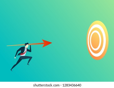 business people illustration of leader shoot target arrow