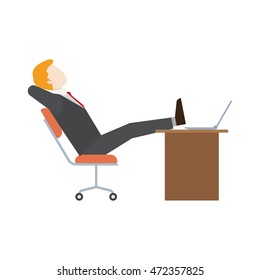 Business people illustration. Business man relaxing in his office.