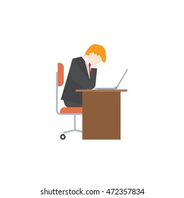 Business people illustration. Business man worrying about his work.
