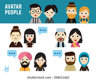 business people illustration.
portrait character flat design icons.
isolated on white background.
