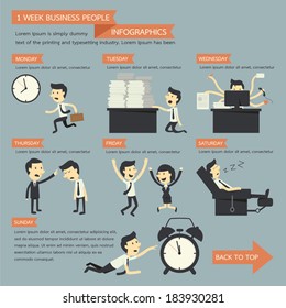 business people infographics, 1 week concept