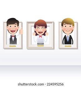 Business people inside framework