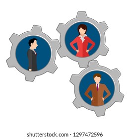 Business people inside gears. Vector illustration design