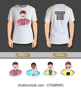 Business people inside holes printed on shirt 