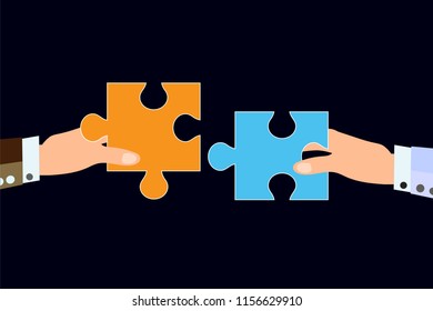 Business people, jigsaw puzzle, solution, teamwork
