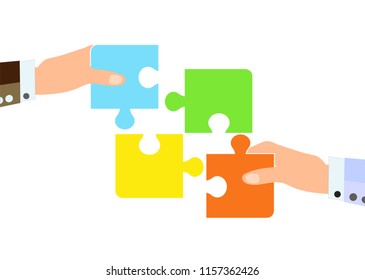 Business people, jigsaw puzzle, solution, teamwork 