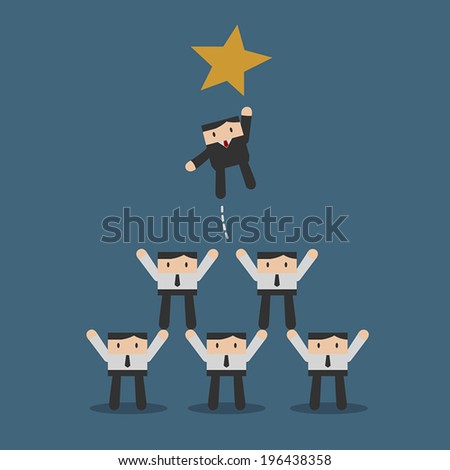 Business people jumping to the star, Teamwork concept, Flat design cartoon vector EPS10