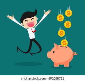 business people keep their savings in the piggy bank/ success business vector illustration concept