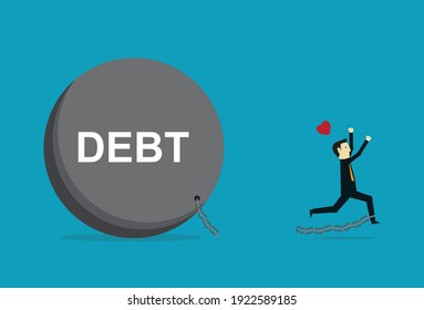 Business people liberate from debt, Vector illustration in flat style