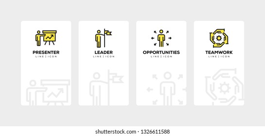 BUSINESS PEOPLE LINE ICON SET