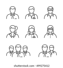 business people line icon set in black for business, office & human resources.