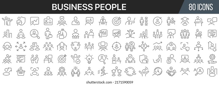 Business people line icons collection. Big UI icon set in a flat design. Thin outline icons pack. Vector illustration EPS10