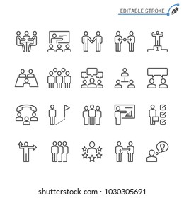 Business people line icons. Editable stroke. Pixel perfect.