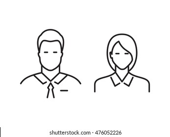 Business people line icons isolated on white background