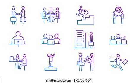 Business People line icons on white background.vector illustration