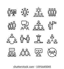 Business People Line Icons Set Vector.