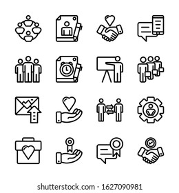 Business people line icons set vector illustration. Contains such icon as meeting, team, discussion, presentation and more. vector illustration. 22