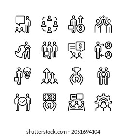 Business people line icons. Set of outline symbols, simple graphic elements, modern linear style black pictograms collection. Vector line icons set