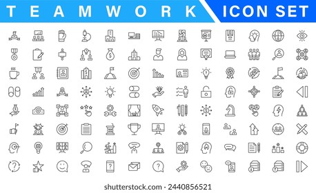 Business people line icons set. Businessman outline icons collection. Teamwork, human resources, meeting, partnership, meeting, work group, success, resume - stock vecto