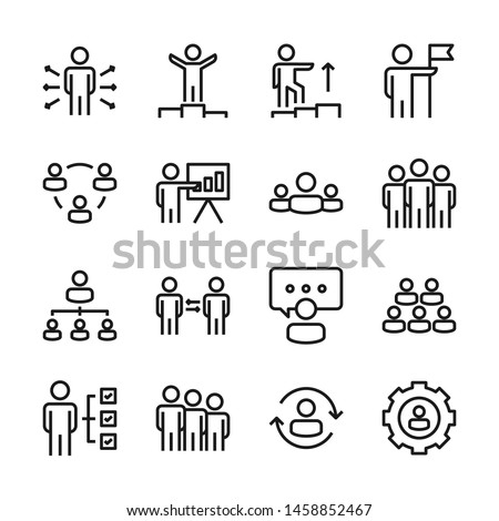 Business people line icons set vector illustration