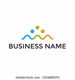 Business people line logo. Abstract group icon. Together concept. Workteam linear modern symbol. Networking sign. Friendship vector minimal illustration