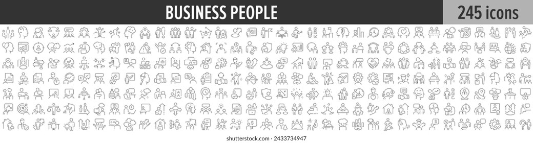 Business People linear icon collection. Big set of 245 Business People icons. Thin line icons collection. Vector illustration