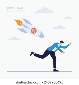 Business people with loan interest piling up illustration