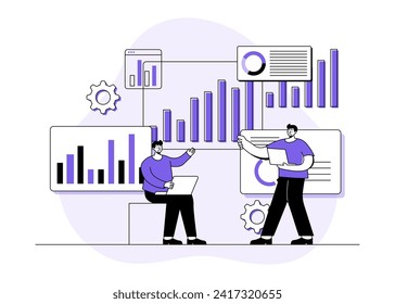 business people looking at charts and graphs of business data analytics, Analysis and research, financial success strategy. Investment, strategic management, Startup, new idea