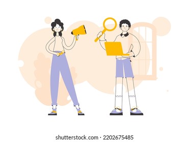Business people are looking for staff. Linear style. Vector.