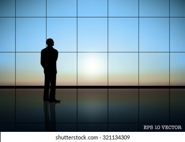 Business People looking sun in Office Building EPS 10 vector format