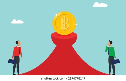 Business people looking and want
 bitcoin Vector, man thinking about bitcoin, crypto cryptocurrency falling up