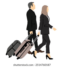 business people with luggage travelling full isolated