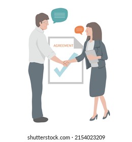 Business people make success agreement vector illustration, business concept