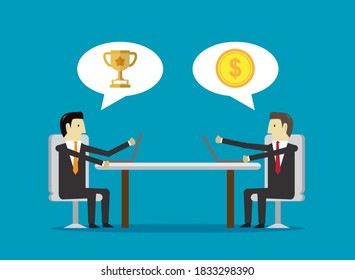 Business people making business agreement. Vector illustration in flat style