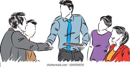 business people man shaking hand vector illustration
