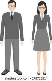 Business people. Man and woman in a flat style