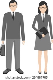 Business people. Man and woman in a flat style