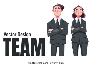 Business people man woman team characters working together. Employee office workers businessman concept. Vector cartoon graphic design element illustration