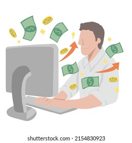 Business people manage money profit vector illustration, business concept	
