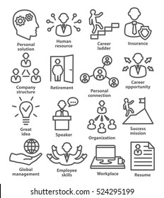 Business people management icons in line style