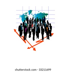 Business people and map