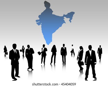 business people and map