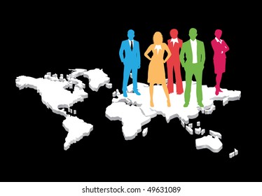 Business people and map
