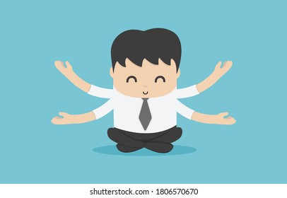 Business people meditate to practice mindfulness to concentrate on work.