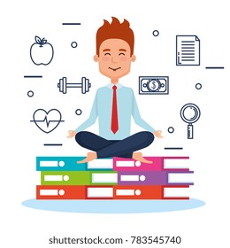 business people meditation lifestyle with business elements