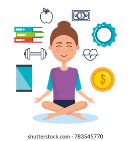 business people meditation lifestyle with business elements