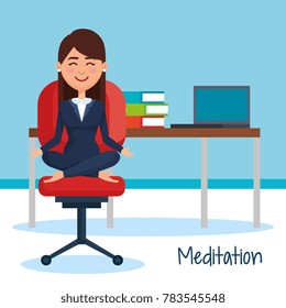 business people meditation lifestyle in workplace