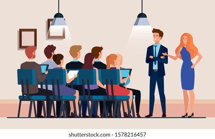 business people meeting avatar character vector illustration design