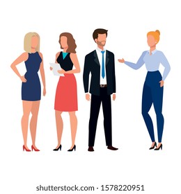 business people meeting avatar character vector illustration design